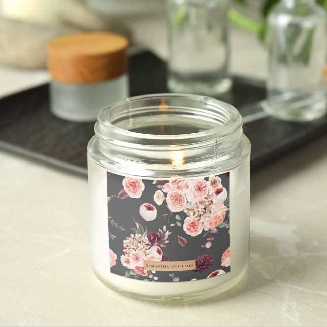 Modern Pastel Flowers & Kraft Personalized Gift Square Sticker (Creator Uploaded)