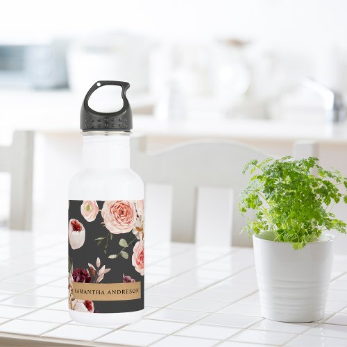 Modern Pastel Flowers  Kraft Personalized Gift Stainless Steel Water Bottle