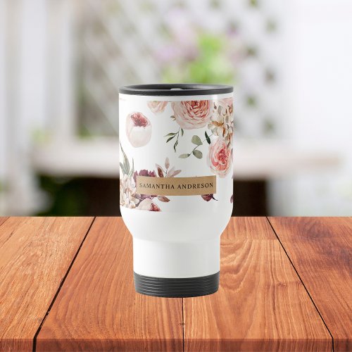 Modern Pastel Flowers  Kraft Personalized Gift Travel Mug