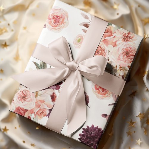 Modern Pastel Flowers  Kraft Personalized Gift Wrapping Paper