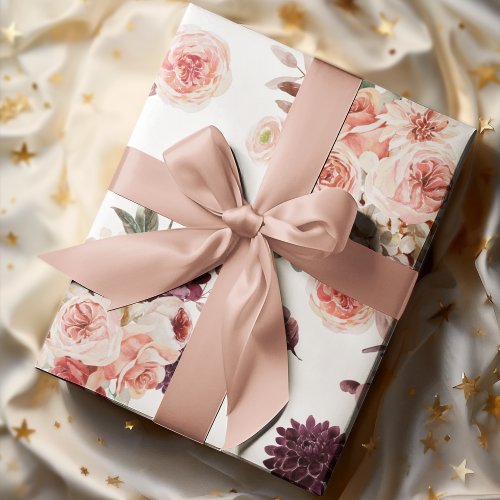 Modern Pastel Flowers Pattern Wrapping Paper