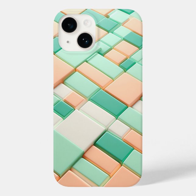 Modern Pastel Geometric Block Phone Case Soft Mint (Back)