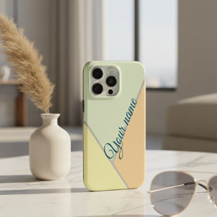 Modern Pastel Geometric Color Block Custom Name iPhone 15 Pro Max Case