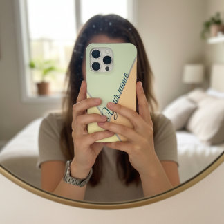 Modern Pastel Geometric Color Block Custom Name iPhone 15 Pro Max Case