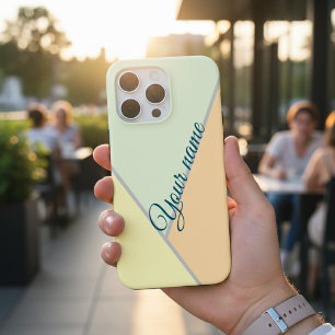 Modern Pastel Geometric Color Block Custom Name iPhone 15 Pro Max Case