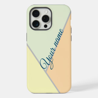 Modern Pastel Geometric Color Block Custom Name iPhone 15 Pro Max Case