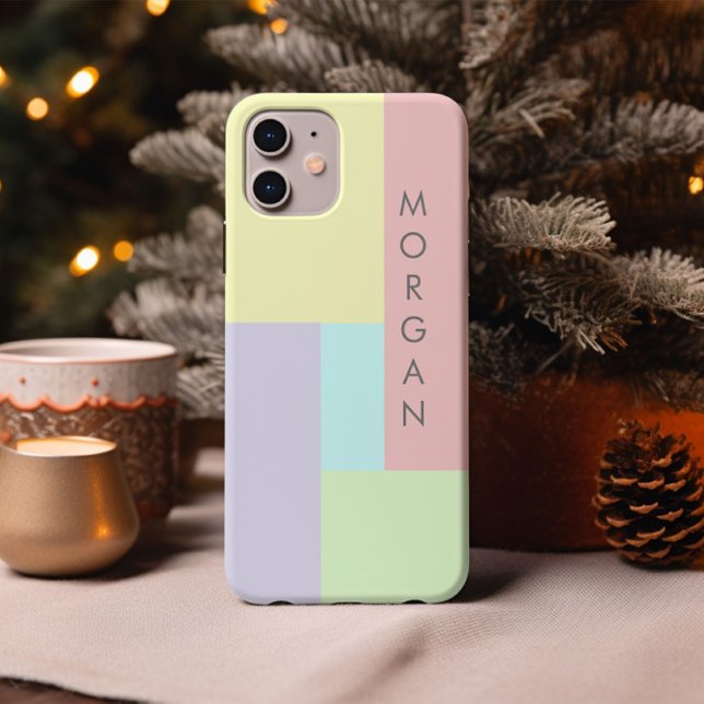 Modern Pastel Geometric Monogram Case-Mate iPhone Case (Creator Uploaded)