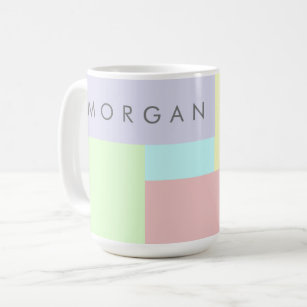 Modern pastel geometric monogram coffee mug