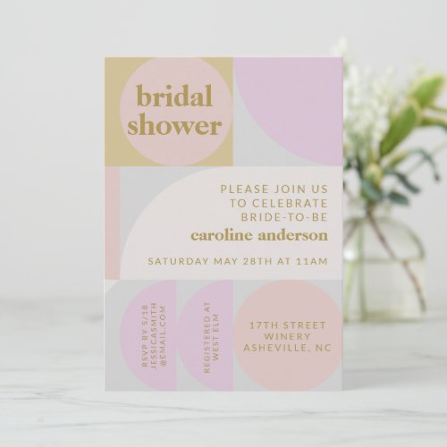 Modern Pastel Geometric Shapes Bridal Shower Invitation
