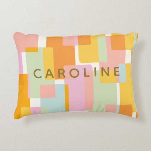 Modern Pastel Geometric Shapes Personalized Accent Pillow