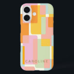 Modern Pastel Geometric Shapes Personalized iPhone 16 Case<br><div class="desc">Simple and stylish geometric design of overlapping shapes in pretty pastel color shades of pink,  green,  blue,  and yellow,  personalized with your name.</div>