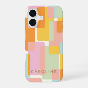 Modern Pastel Geometric Shapes Personalized iPhone 16 Case