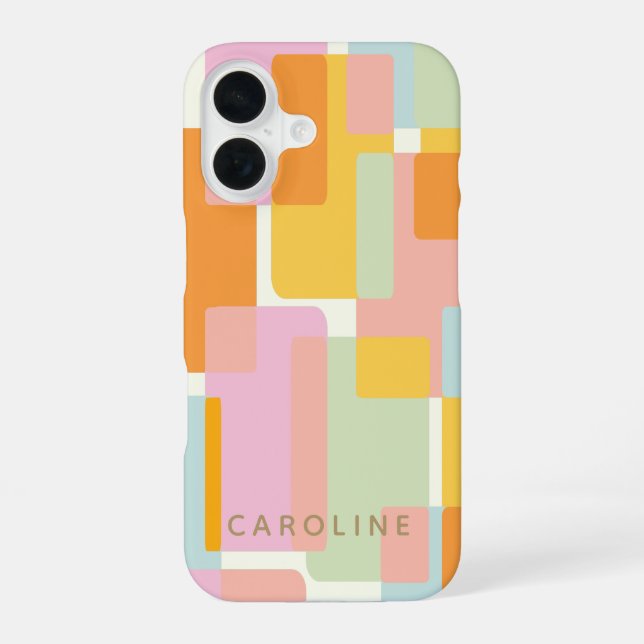 Modern Pastel Geometric Shapes Personalized Iphone Case (Back)