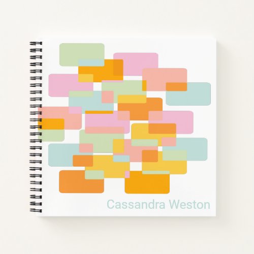 Modern Pastel Geometric Shapes Personalized Notebook
