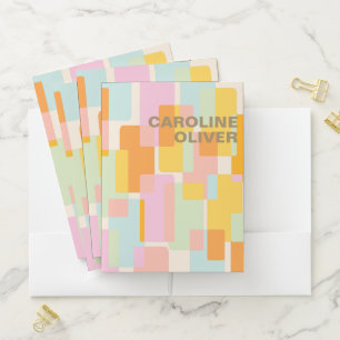 Modern Pastel Geometric Shapes Personalized Pocket Folder