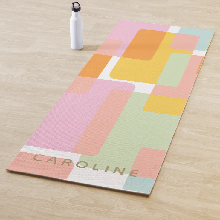 Modern Pastel Geometric Shapes Personalized Yoga Mat (In Situ)