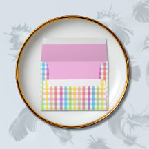 Modern Pastel Gingham Rainbow Baby Shower Pink A7
