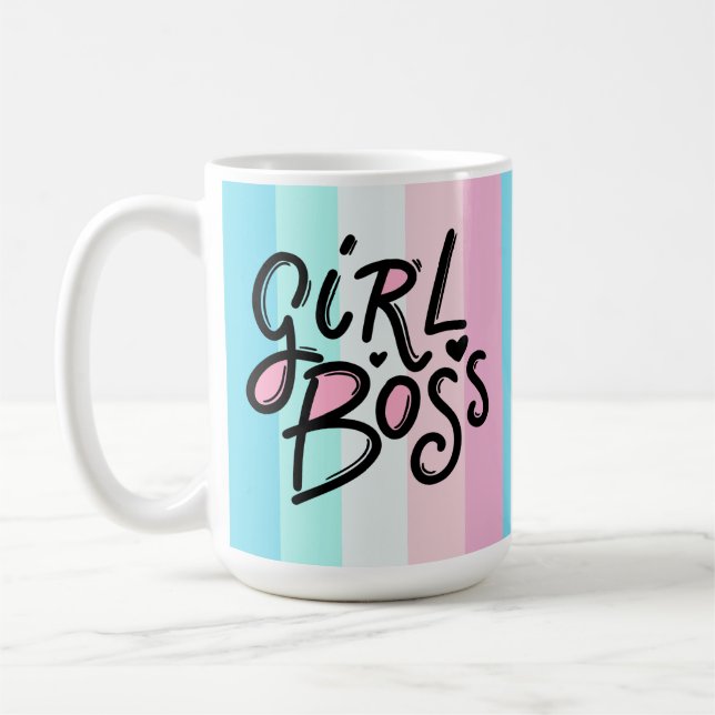 Modern Pastel GIRL BOSS | Retro Typography Coffee Mug (Left)