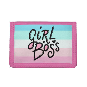 Modern Pastel GIRL BOSS Retro Typography Tri-fold Wallet