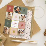 Modern Pastel & Gold Christmas Tree Photo Collage Holiday Card<br><div class="desc">Capture the magic of the season with our exquisite Holiday Card. Featuring a captivating 5-photo collage in pastels and gold, a charming Christmas tree, and the heartwarming message "Merry and Bright" in elegant sans-serif font. Add a personal touch with your family name and year. The fun and vibrant design reverses...</div>