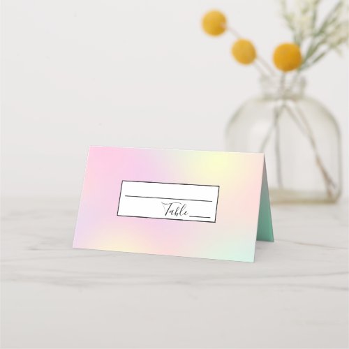 Modern pastel gradient unicorn rainbow place card