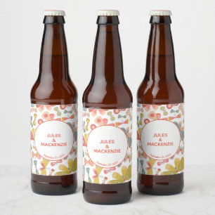 Modern Pastel Graphic Butterfly Pattern Beer Bottle Label