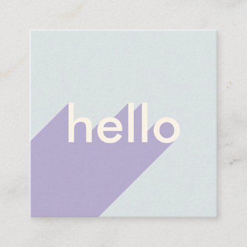 Modern pastel gray hello bold typography retro square business card