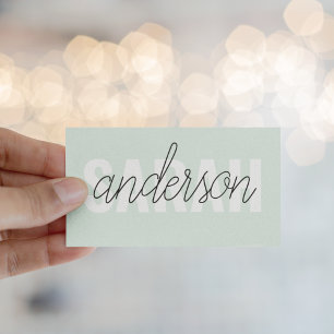 Modern Pastel Green Beauty Personalized You Name Business Card