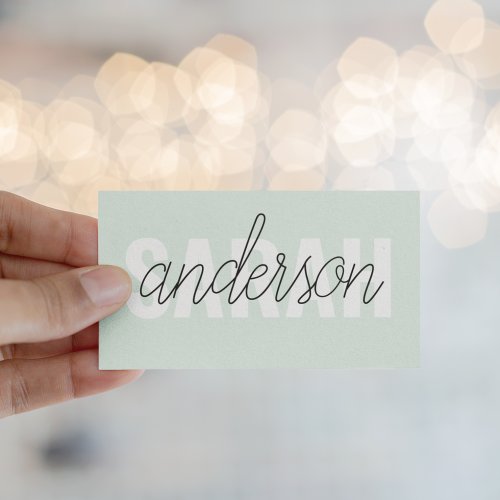 Modern Pastel Green Beauty Personalized You Name Business Card