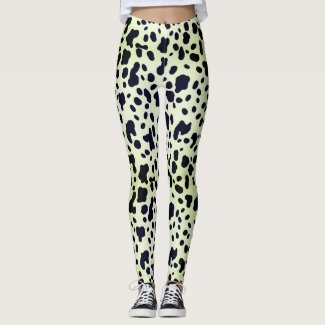 Modern Pastel Green Black Cow Skin Spots Pattern 