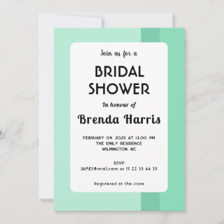 Modern pastel green Bridal shower invitation card