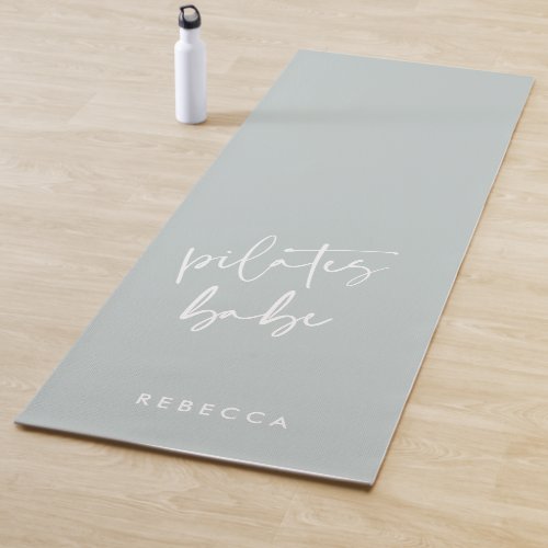 Modern Pastel Green Calligraphy Workout Pilates Yoga Mat