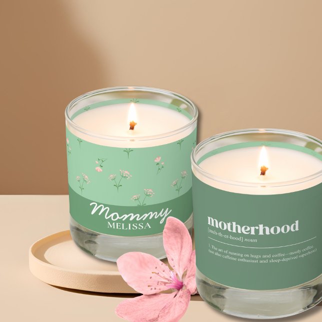 Modern Pastel Green Funny Motherhood Definition Scented Candle (Creator Uploaded)