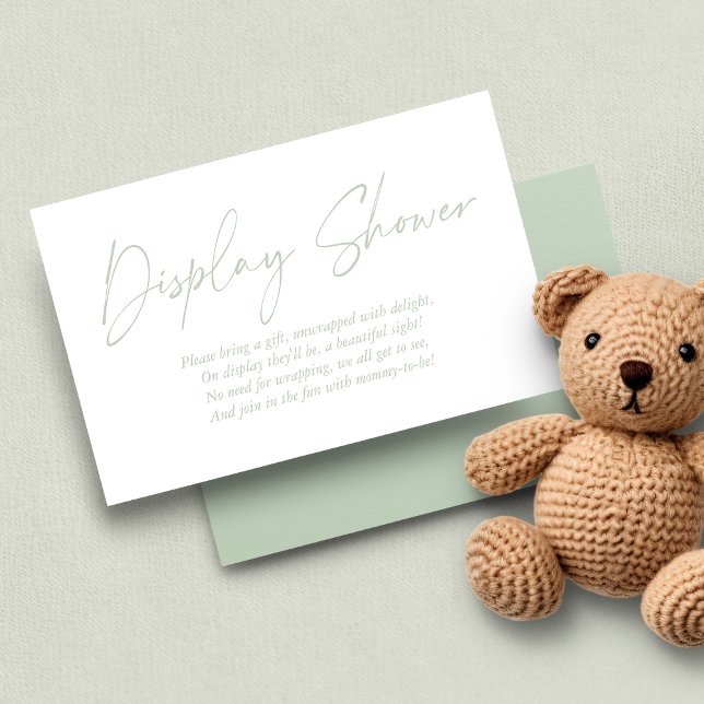 Modern Pastel Green Handwritten Display Shower Enclosure Card (Modern Pastel Green Display Shower Baby Shower Enclosure Cards)