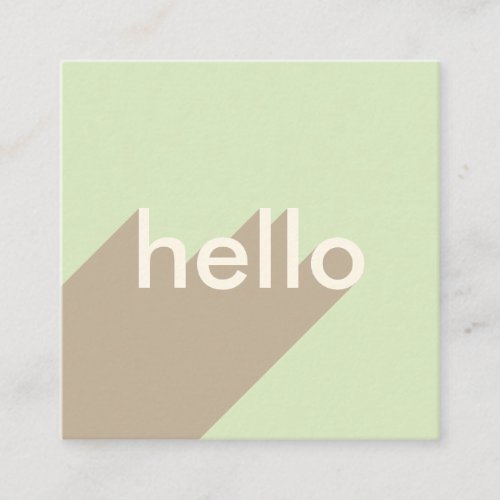 Modern pastel green hello bold typography retro square business card