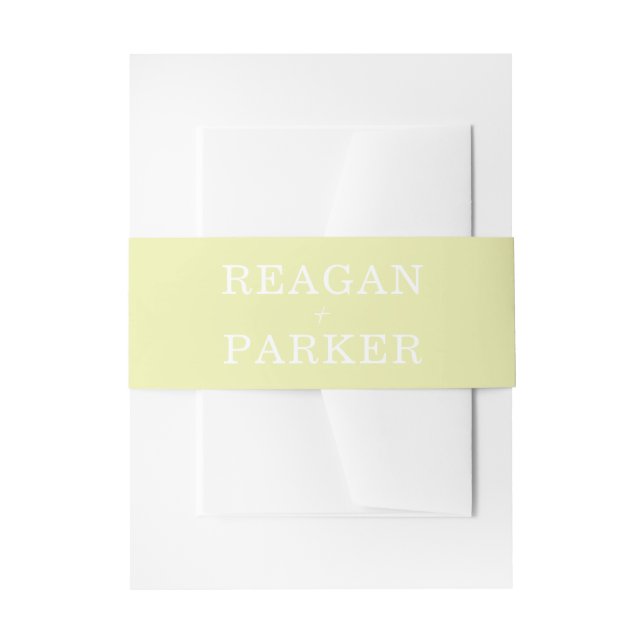 Modern Pastel Green Personalized Wedding Invitation Belly Band (Front Example)