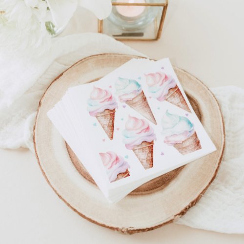 Modern pastel Ice cream birthday party  Napkins