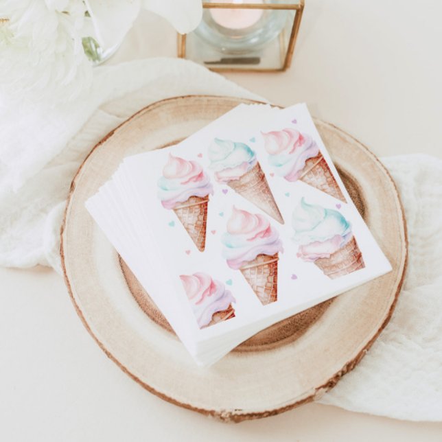 Modern pastel Ice cream birthday party  Napkins (Creator Uploaded)