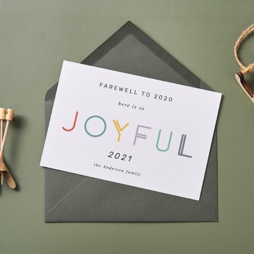 Modern Pastel Joyful Script Holiday New Year Card