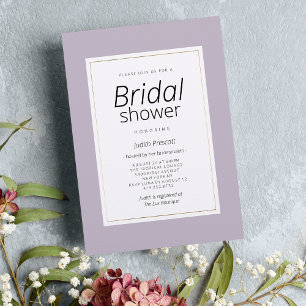 Modern pastel lavender minimalist Bridal Shower Invitation