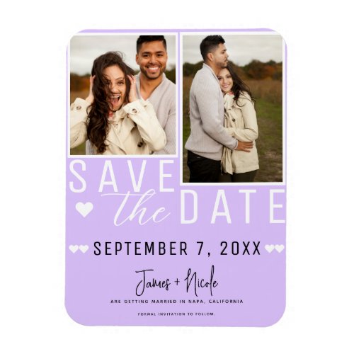Modern Pastel Lavender Save the Date 2 Photo  Magnet