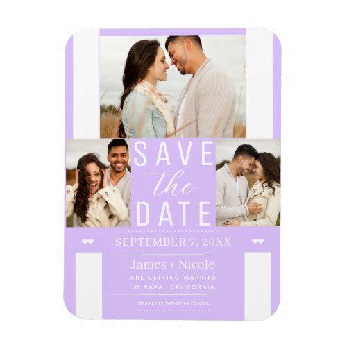 Modern Pastel Lavender Save the Date 3 Photo   Magnet