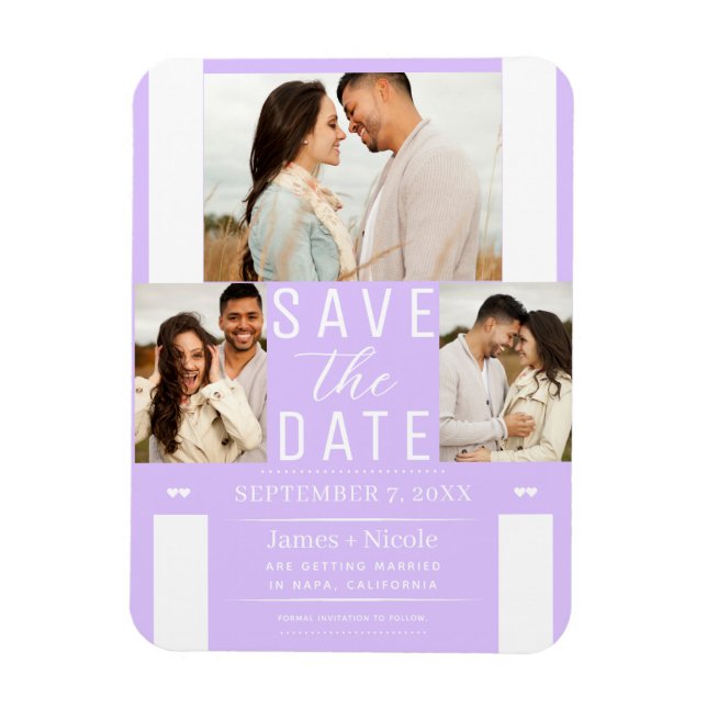 Modern Pastel Lavender Save the Date 3 Photo   Magnet (Vertical)
