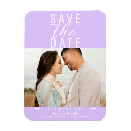 Modern Pastel Lavender Save the Date Wedding Photo Magnet