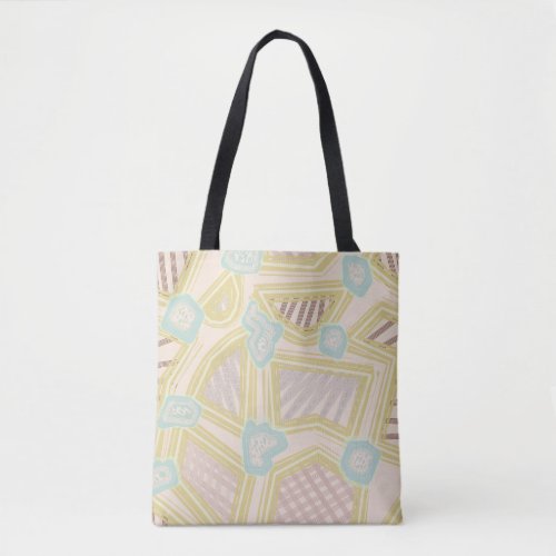 Modern Pastel Line Art and Shapes Tote Bag