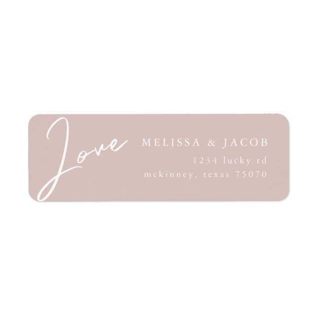 Modern Pastel Love Blush Return Address Label (Front)