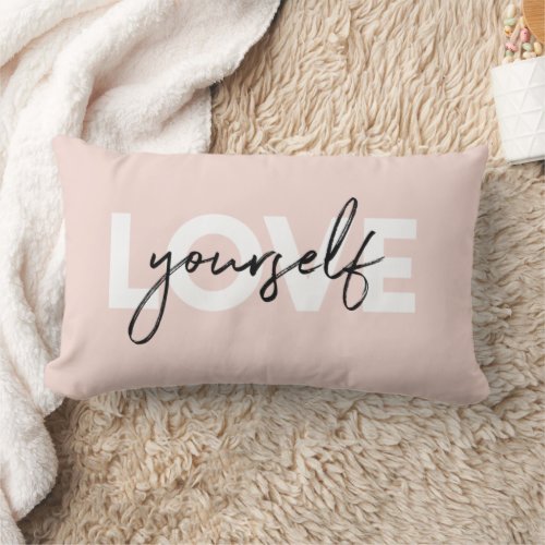 Modern Pastel Love Yourself Motivation Quote Gift Lumbar Pillow