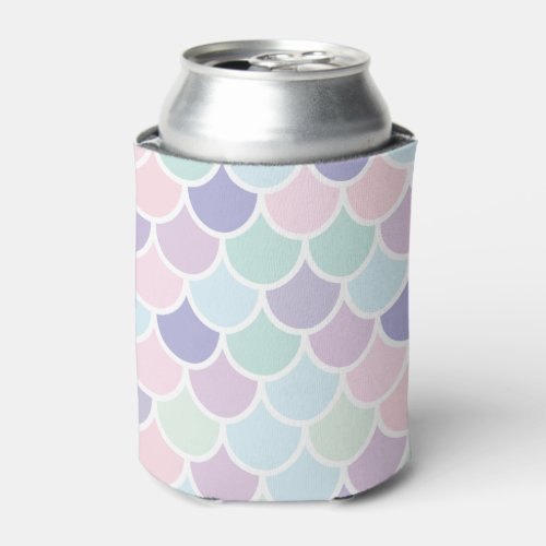 Modern Pastel Lovely Mermaid Pattern With Name Can Cooler