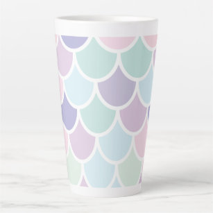Modern Pastel Lovely Mermaid Pattern With Name Latte Mug