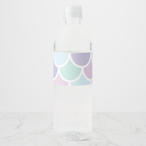 Modern Pastel Lovely Mermaid Pattern With Name Water Bottle Label